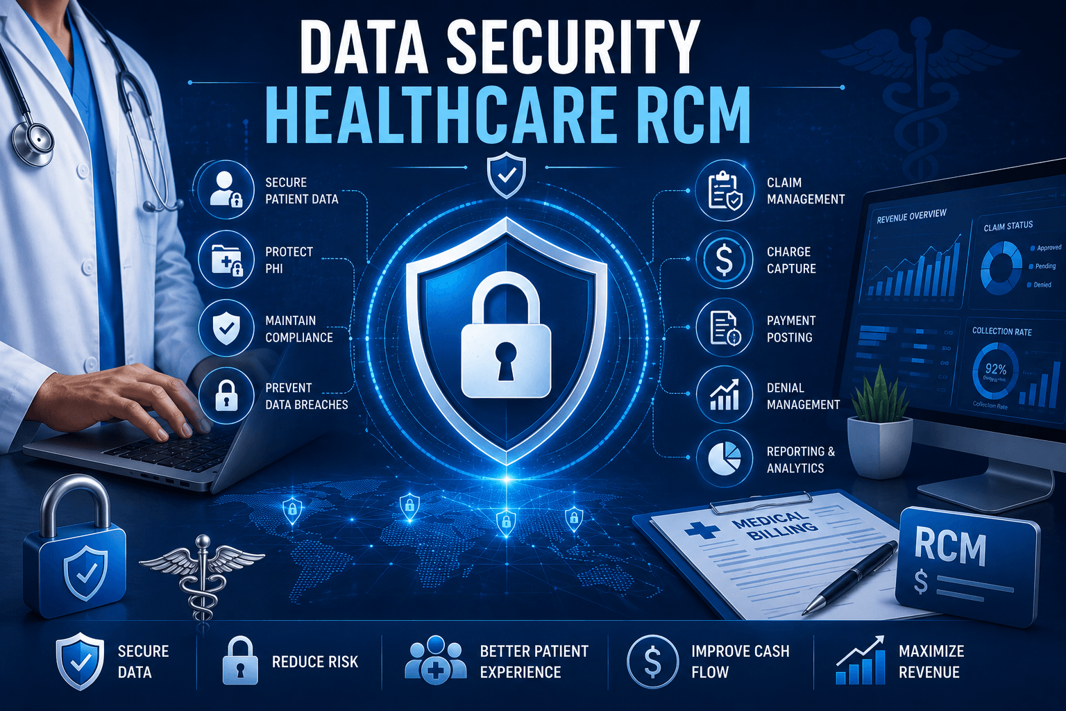 Data Security in Healthcare Revenue Cycle Management 2026: How MDeRCM Protects Your Patient Data, PHI & Billing Information at Every Step